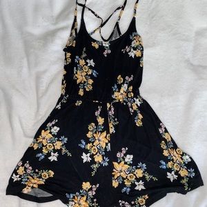 Black floral romper